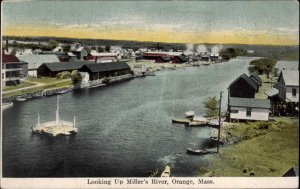 ORANGE MA Looking Up Miller's River c1910 Postcard