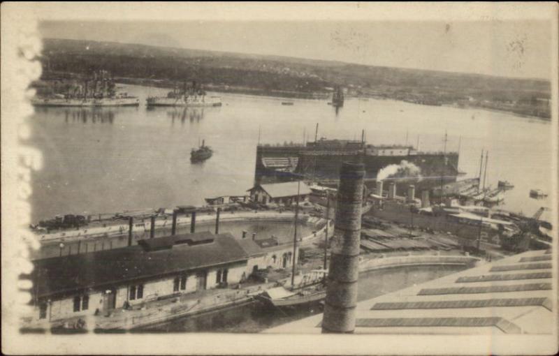 American War Naval Ships in Italy - Venice? c1920 Real Photo Postcard