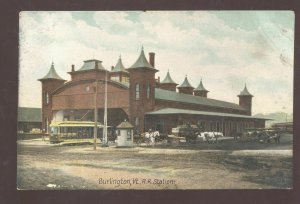 BURLINGTON VERMONT RAILROAD DEPOT TRAIN STATION VT. VINTAGE POSTCARD