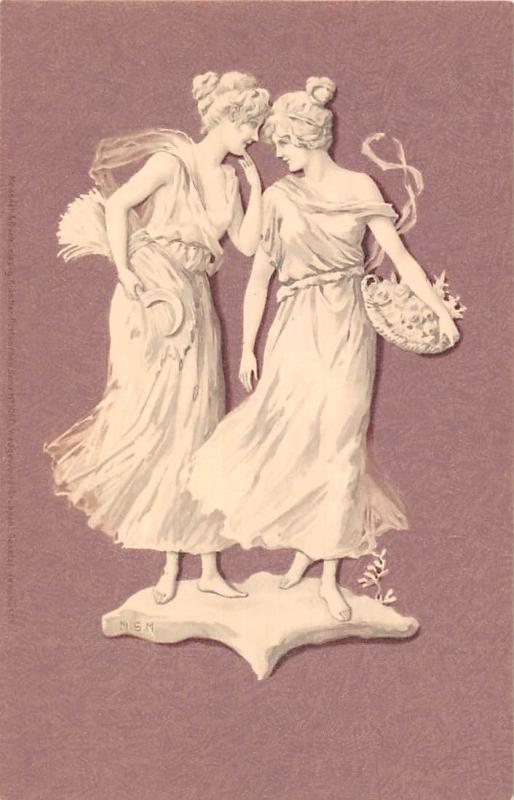 Art Nouveau Ladies Femmes Dames Chit Chat Relief M S M Hippostcard