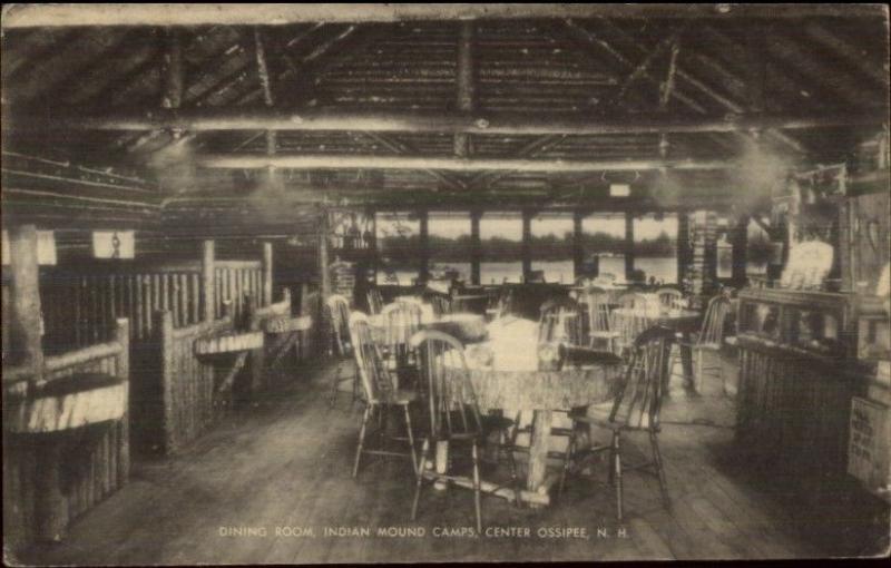 Center Ossipee NH Dining Room Indian Mound Camps Postcard