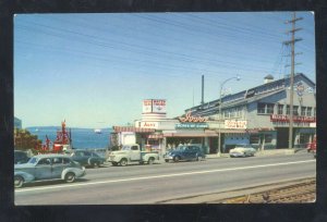 SEATTLE WASHINGTON IVER'S FISH BAR RESTAURANT OLD CARS ADVERTISING POSTCARD