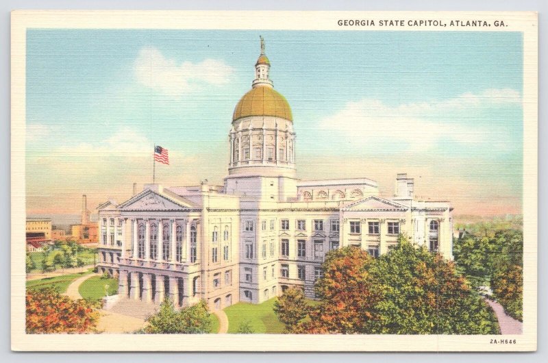 Atlanta Georgia~State Capitol Building~Linen Postcard 