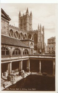 Somerset Postcard - The Roman Bath & Abbey View - Bath - Real Photo - Ref 19825A