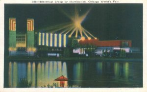 1933 Chicago Expo Electrical Group by Illumination Night View  Postcard Unused