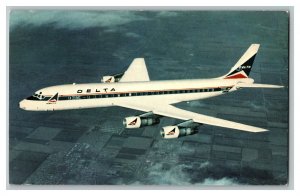 Delta Douglas DC-8 FANJET Vintage Standard View Postcard Airlines Transportation