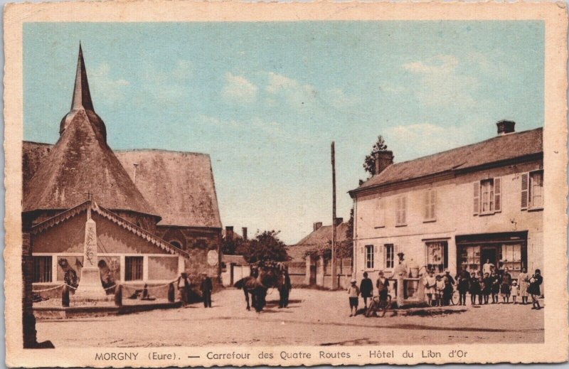 France Morgny Carrefour Des Quatre Routes Vintage Postcard 09.11