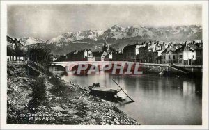 Modern Postcard Grenoble and the Alps BORDER