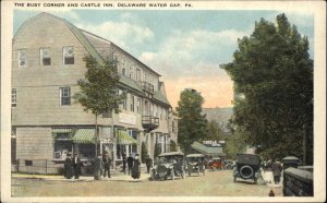 Delaware Water Gap Pennsylvania PA Busy Street Corner & Inn Postcard c1915