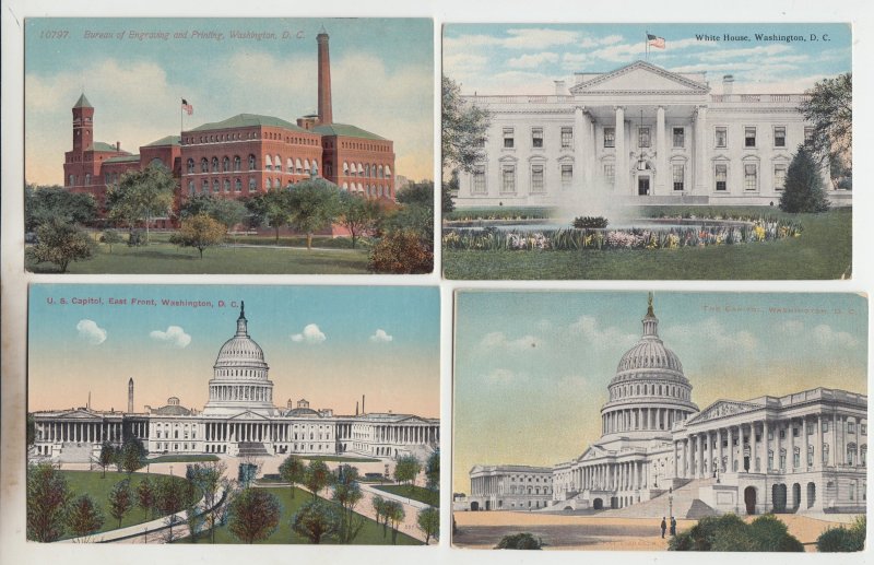 P2928, 4 different old postcards views washington DC, all unused