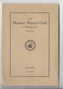 Matinee Musical Club Philadelphia PA 1935-1939 Yearbook 63 pages