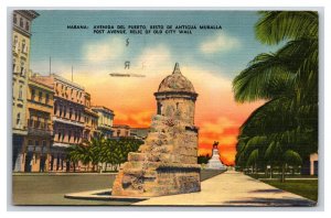 Avienda Del Puerto Street View Havana Cuba Linen Postcard I20