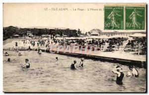 Isle Adam Old Postcard Beach L & # 39heure bath (pool)