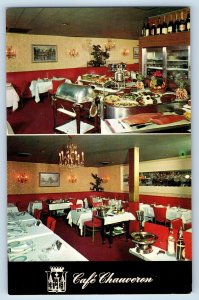 1960 New York City NY Vintage Postcard Cafe Chaweron Multiview Paris Unposted