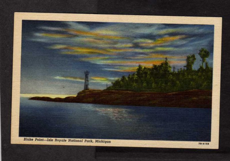 MI Isle Royale Blake Point Lighthouse Light House Michigan Postcard