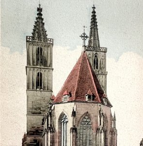 St Jakobskirche Cathedral Postcard Germany Tinted Rothensburg c1930-40s PCBG8A