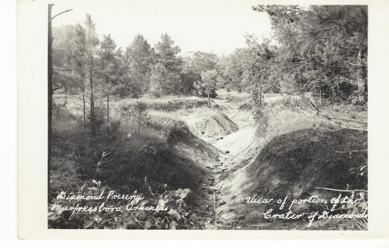 POSTCARD RPPC DIAMOND PRESERVE MURFEESBORO ARKANSAS VIEW OF CRATER OF DIAMONDS