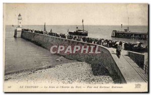 Old Postcard The pier Treport and I Entree du Port