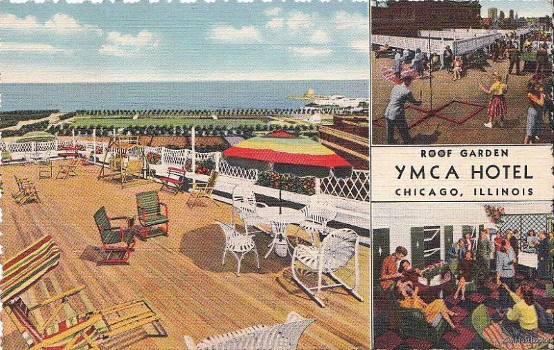 Postcard Roof Garden YMCA Hotel Chicago IL