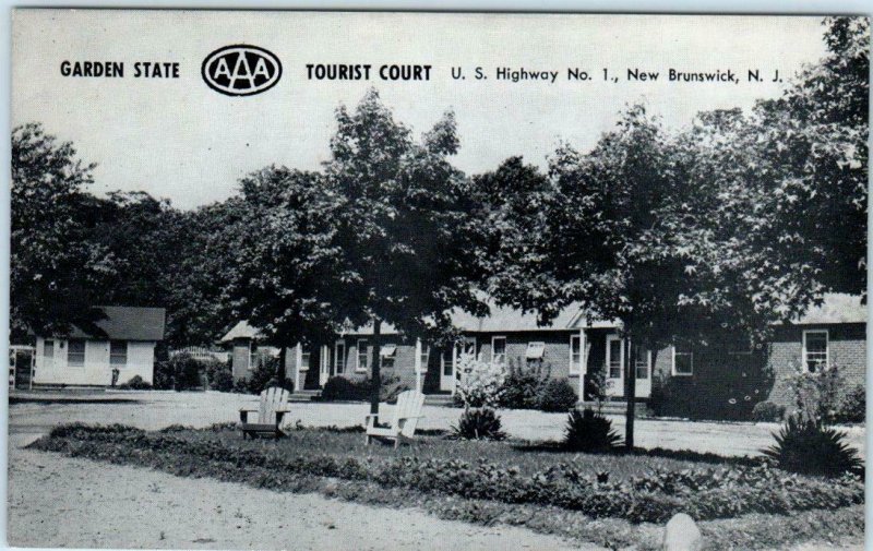 NEW BRUNSWICK, New Jersey NJ  Roadside GARDEN STATE TOURIST COURT 1960s Postcard