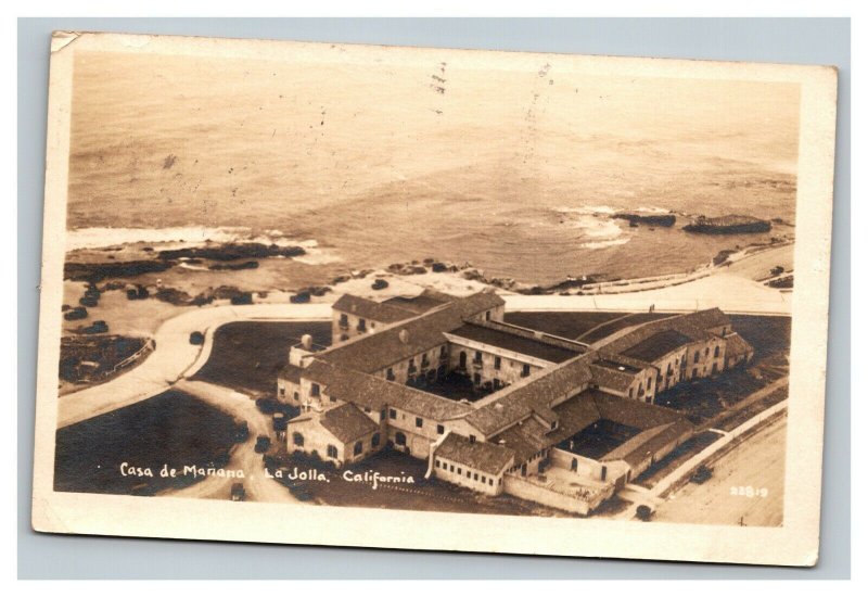 Vintage 1920's RPPC Postcard Casa de Manana La Jolla California Rare Stamp