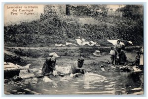 c1940's Washerwomen from Ribeira dos Flamengos Faial Azores Portugal Postcard