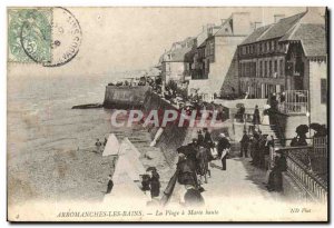 Old Postcard Arromanches The Beach has high Maree