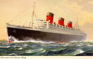 Cunard Line - RMS Queen Mary   Artist: Turner