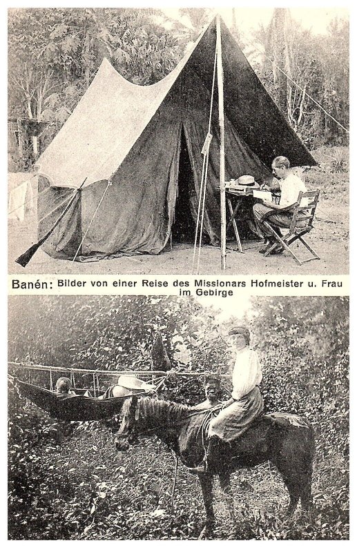 Banen Bilder von Einer Reise de Missionars Hofmeister u Frau im Gebirge Postcard