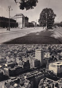 Zagreb Glavni Croatia Kolodvor & Aerial 2x Vintage Real Photo Postcard