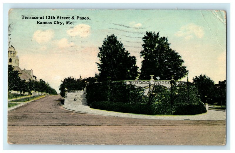 1914 Terrace at 12th Street and Paseo, Kansas City Missouri MO Postcard 