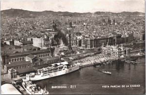 Spain Barcelona Vista Parcial De La Ciudad Vintage RPPC 02.97