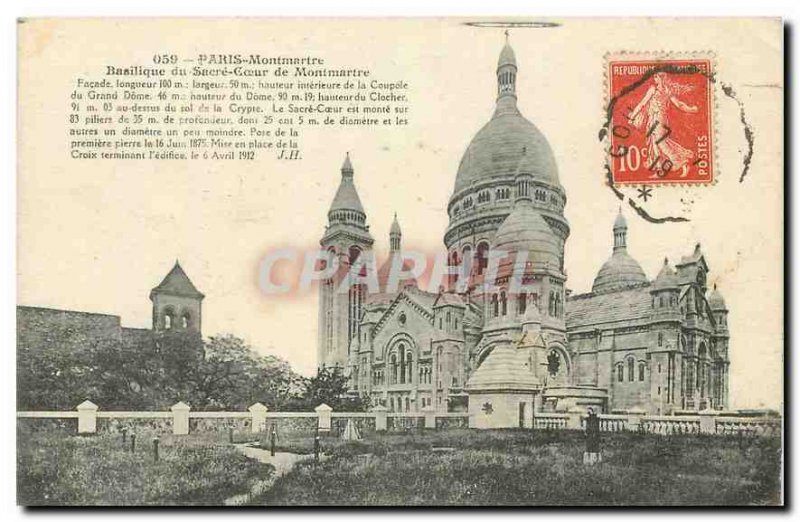 Old Postcard Paris Montmartre Basilique du Sacre Coeur in Montmartre