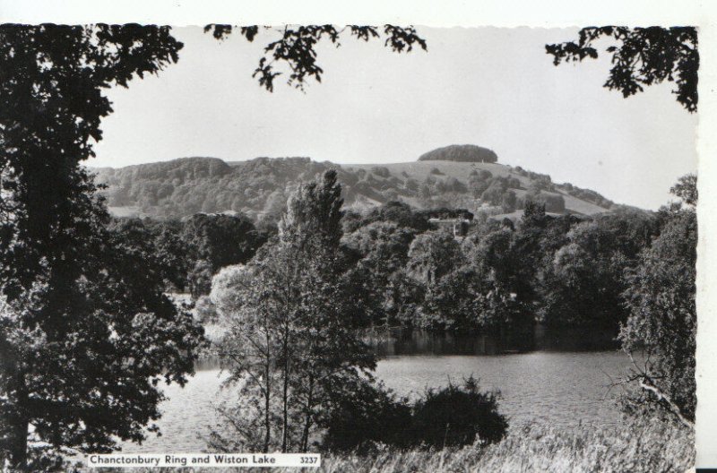 Sussex Postcard - Chanctonbury Ring and Wiston Lake - Real Photo - Ref 19455A