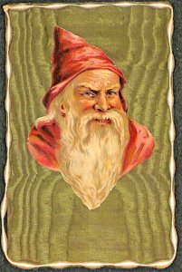 Handmade Red Suited Santa Claus w/ Pearly Frame Postcard