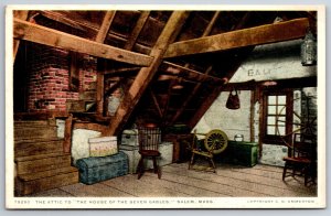 Detroit Pub Co~Salem Massachusetts~Attic To House Seven Gables~Vintage Postcard