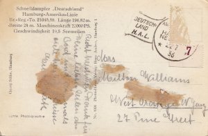 Postcard RPPC Ship Deutschland Hamburg Amerika Line