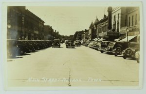 1930's RPPC Downtown Main St. Nevada, Iowa Theater Budweiser Sign Postcard F84