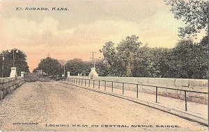 Looking West on Central Avenue Bridge El Dorado KS Postcard Standard View Card