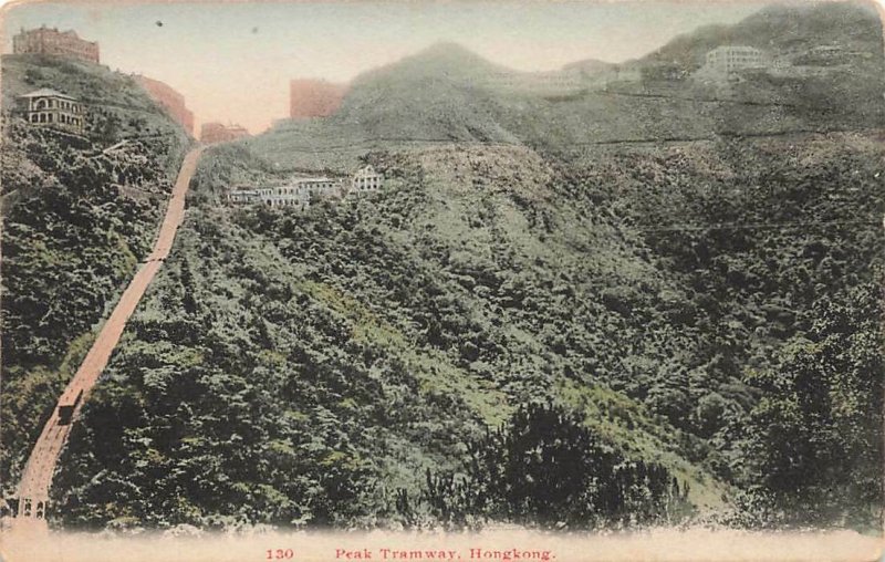 Peak Tramway Hong Kong Buildings Hand Colored Vintage c1910 P25