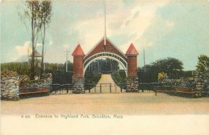 c1905 Rotograph Postcard; Highland Park Entrance Gate, Brockton MA Plymouth Co.