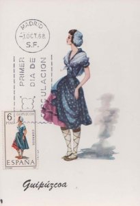 Guipuzcoa Spanish Lady Fashion Dress Spain First Day Cover Stamp Postcard