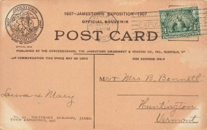 1907 Jamestown Exposition Official Expo Cancel Baltimore Building Postcard 