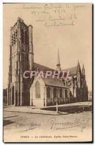 Old Postcard Ypres The Cathedral Church of St. Martin