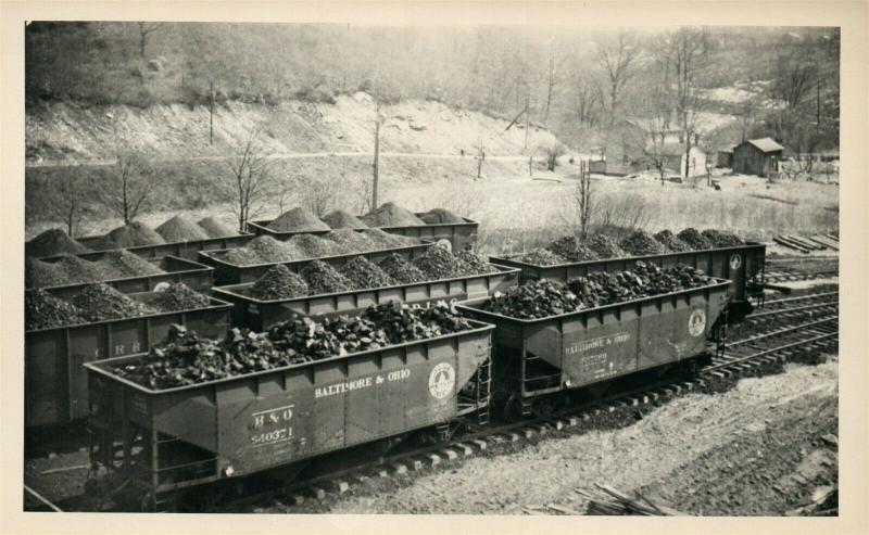 BALTIMORE & OHIO FREIGHT COAL CARS ANTIQUE REAL PHOTO RPPC railroad railway