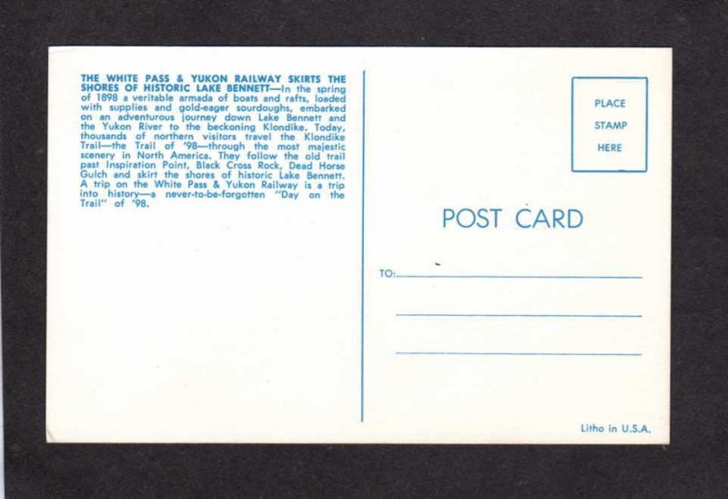Yukon White Pass Railroad Train Bennet Lake Carte Postale BC British Colombia
