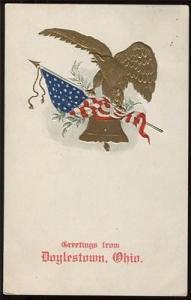 Greetings From DOYLESTOWN OHIO ~ 1908 Patriotic Postcard ...