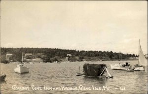 Deer Isle Maine ME Burnt Cove Inn Vintage Penobscot Studios RPPC Postcard