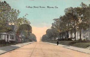 COLLEGE STREET SCENE MACON GEORGIA POSTCARD 1915