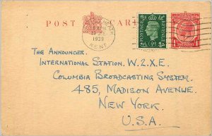 Entier Postal Stationery Postal Britain Great Britain in 1939 to New York